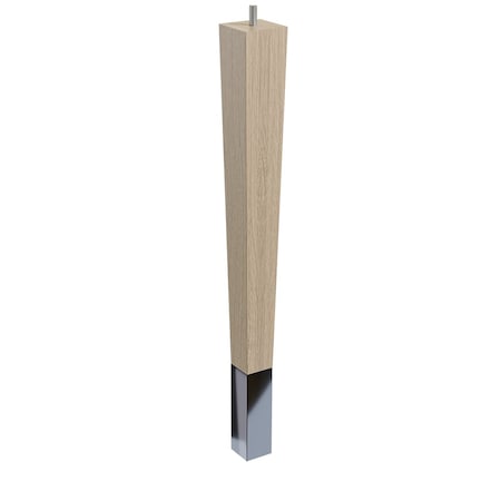 18 Square Tapered Leg With Bolt And 4 Chrome Ferrule - White Oak